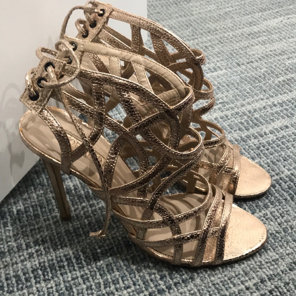 Topshop rose gold sandal heels. Size 41